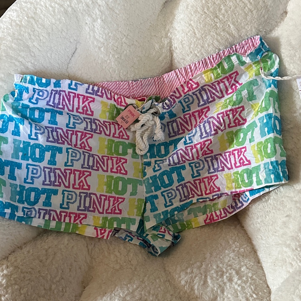 Victoria's Secret PINK Multicolor 'HOT PINK' Logo Lounge Shorts